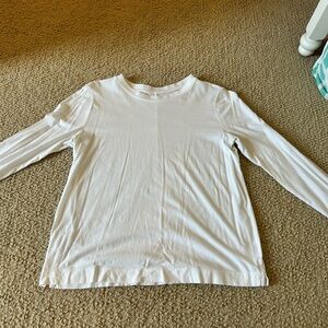 white thin workout long sleeve top